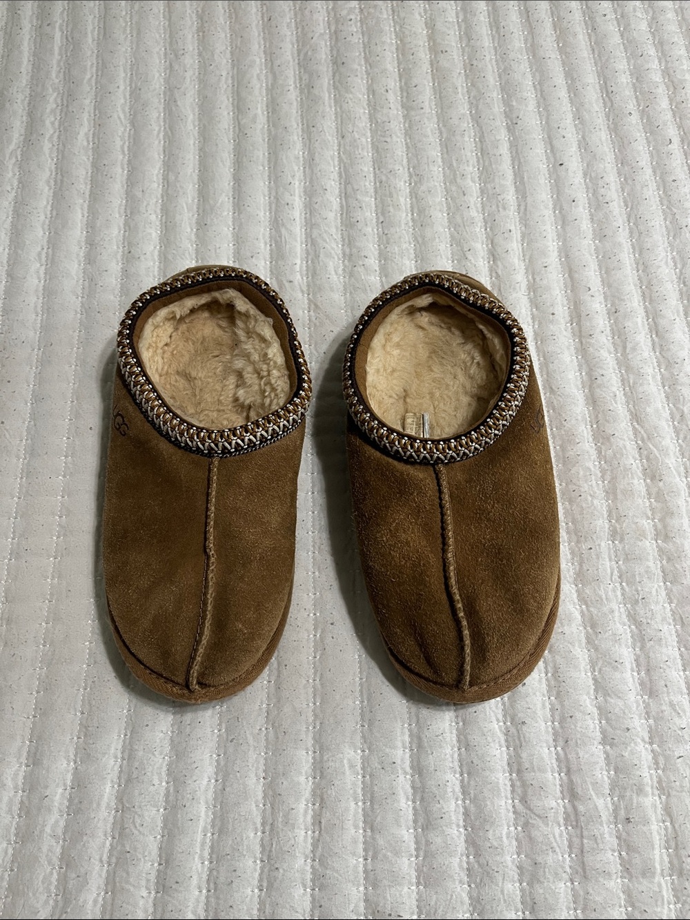 UGG Kids Chestnut Suede Slip-On Shearling Slippers